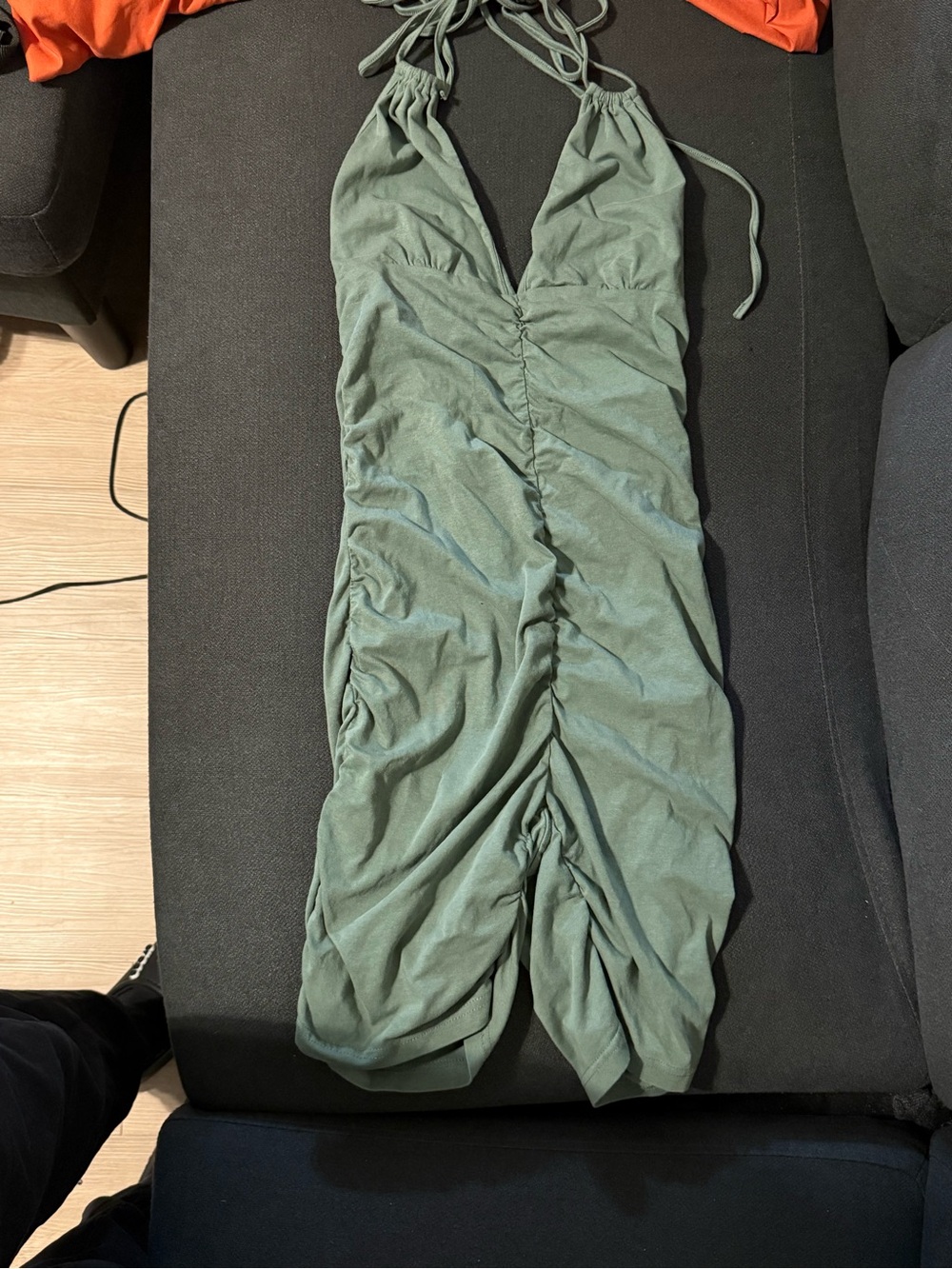 Halter Ruched Romper in Sage Green